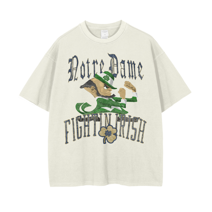 Notre Dame Fighting Irish Vintage Wash Drop Shoulder T-Shirt - 250 GSM