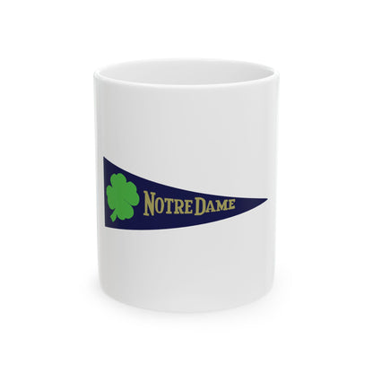 Ceramic Mug Notre Dame Vintage Style Pennant Clover Design