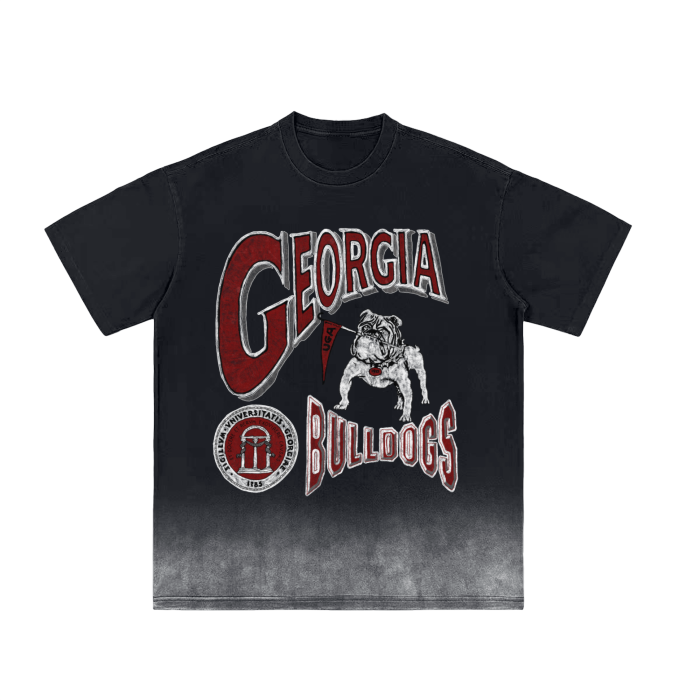 Georgia Bulldogs Black Vintage Washed Gradient T-Shirt