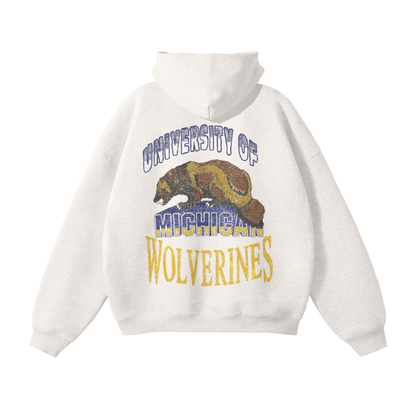 Michigan Wolverine (Gray) Unisex Oversized Solid Color Fleece Hoodie