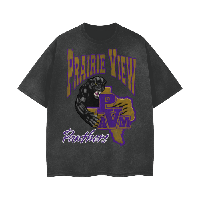 Prairie View Panthers Vintage Wash Frayed T-Shirt - 260 GSM