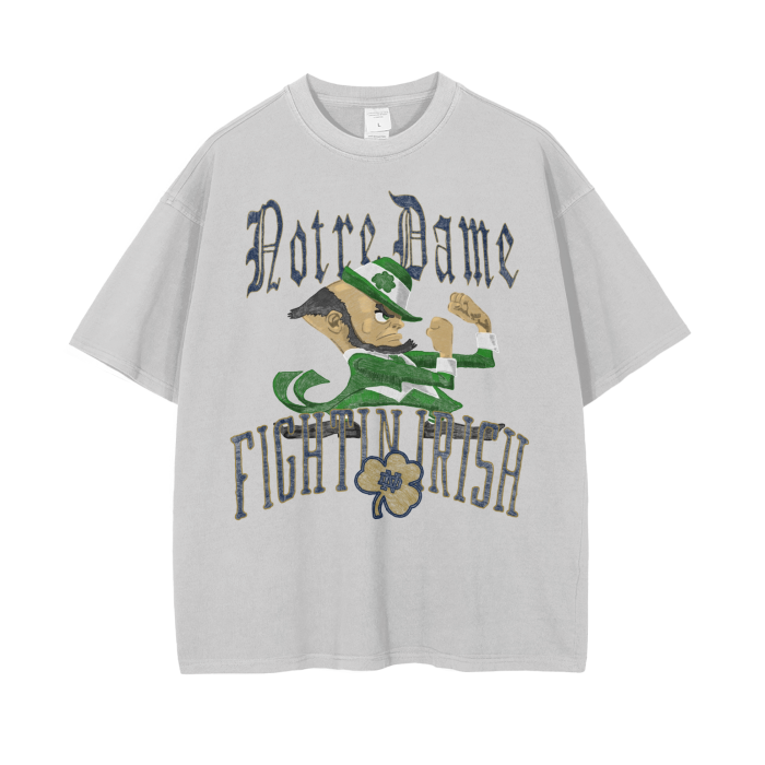 Notre Dame Fighting Irish Vintage Wash Drop Shoulder T-Shirt - 250 GSM