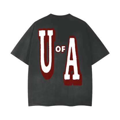 Arkansas Razorbacks Vintage Wash Frayed T-Shirt - 260 GSM