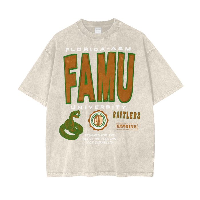 FAM U Acid Wash Oversize T-Shirt - 250 GSM