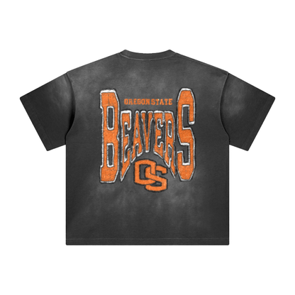 Oregon State Beavers Washed All-Over Drop Shoulder T-Shirt - 250 GSM