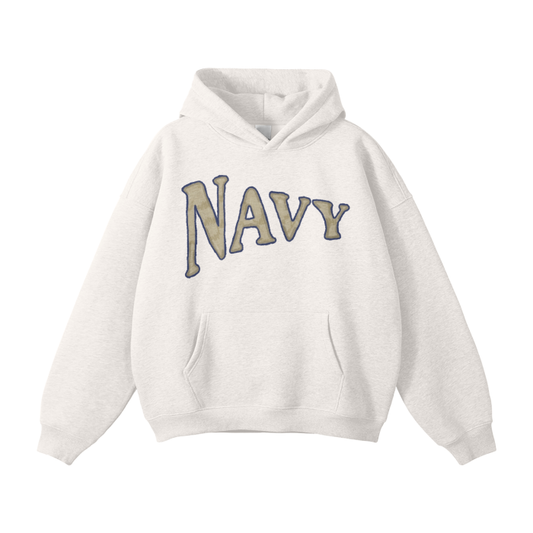 Navy Academy Unisex Oversized Solid Color Fleece Hoodie