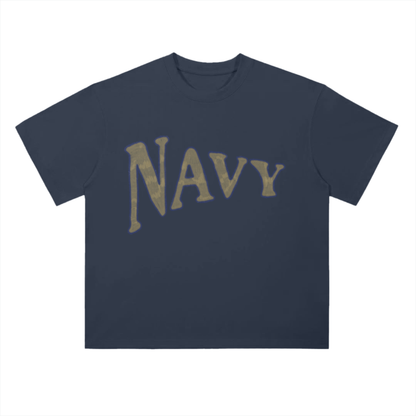 Navy Academy Drop Shoulder T-Shirt - 300 GSM