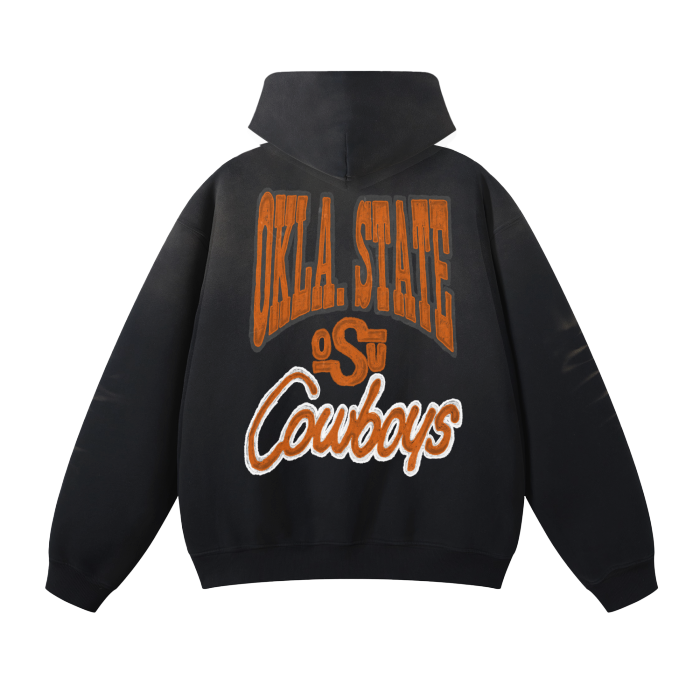 Oklahoma state Cowboys Streetwear Unisex Monkey Washed Dyed Fleece Hoodie