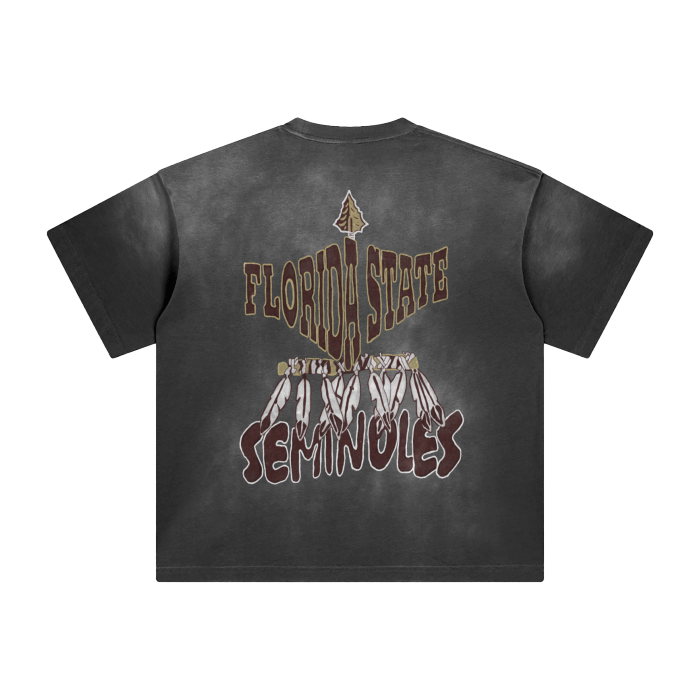 Florida State Seminoles Washed All-Over Drop Shoulder T-Shirt - 250 GSM