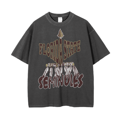 Florida State Vintage Wash Drop Shoulder T-Shirt - 250 GSM