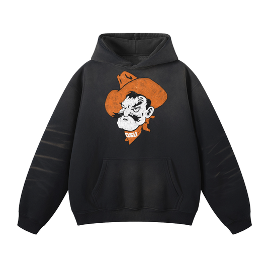 Oklahoma state Cowboys Streetwear Unisex Monkey Washed Dyed Fleece Hoodie