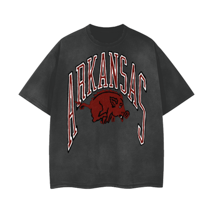 Arkansas Razorbacks Vintage Wash Frayed T-Shirt - 260 GSM