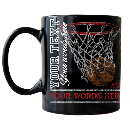 Legacy Custom Basketball Mug – Personalized "Bball in the Hoop" Coffee Cup Black Mug (11oz, 15oz)