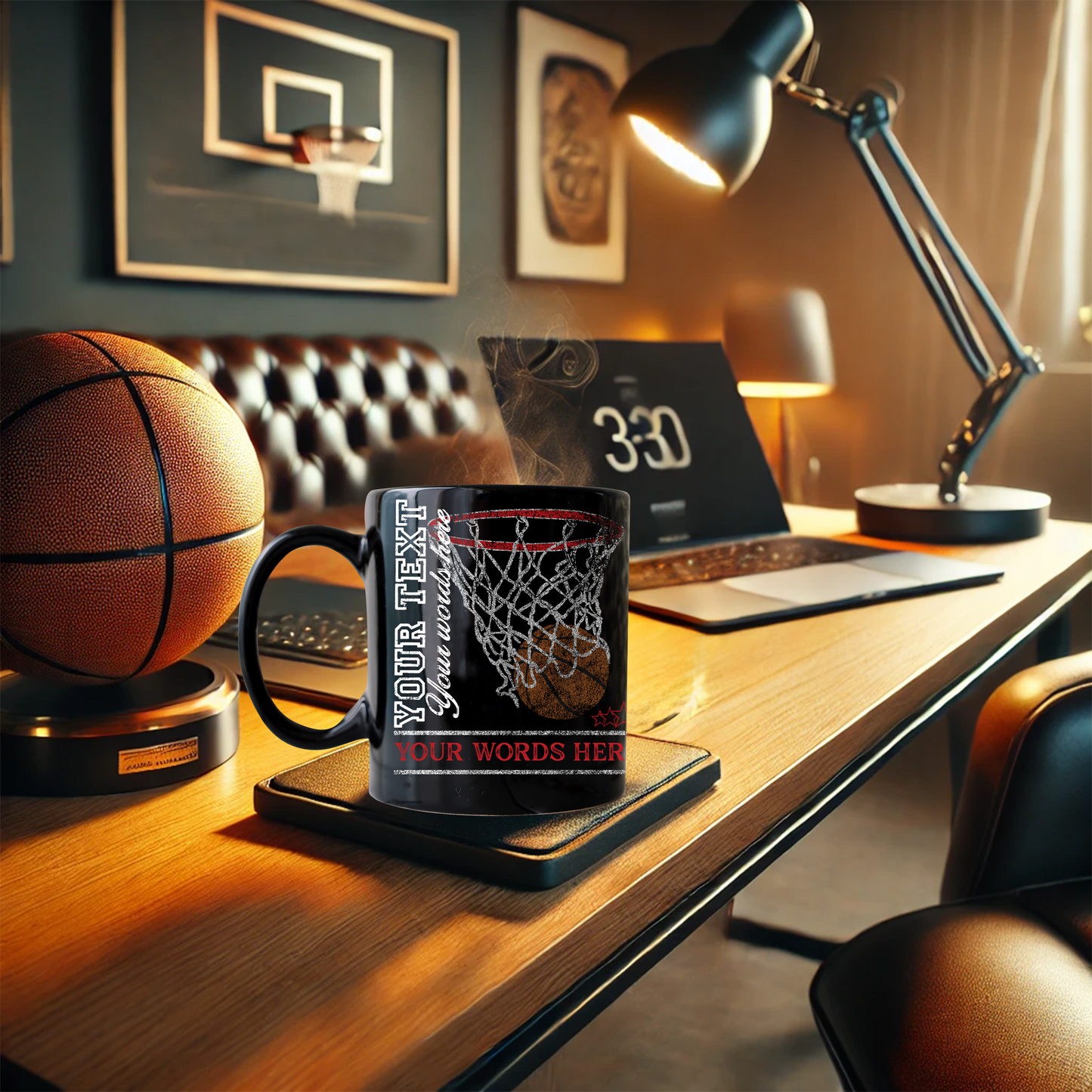 Legacy Custom Basketball Mug – Personalized "Bball in the Hoop" Coffee Cup Black Mug (11oz, 15oz)