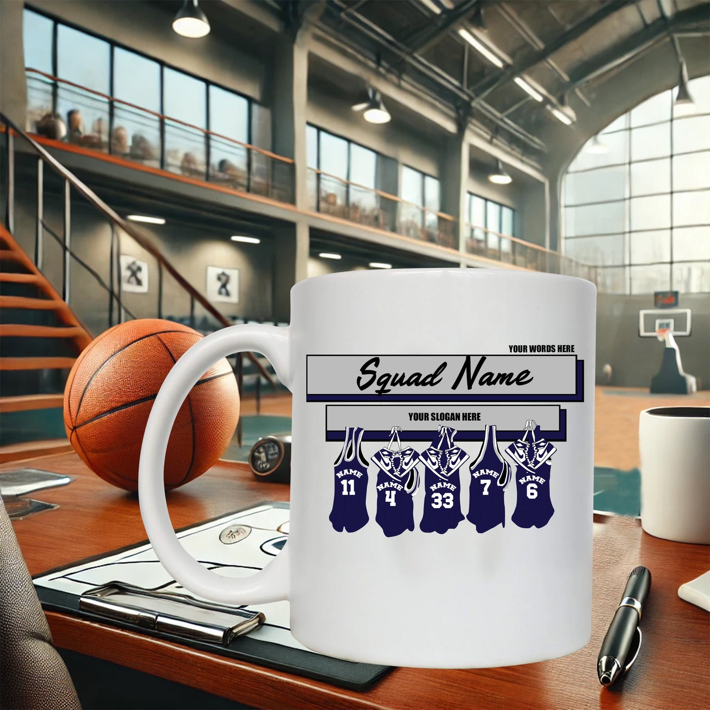 Custom Hanging Basketball Jerseys Coffee Mug – Personalized Hoops Mug for Ballers White Mug, 11oz