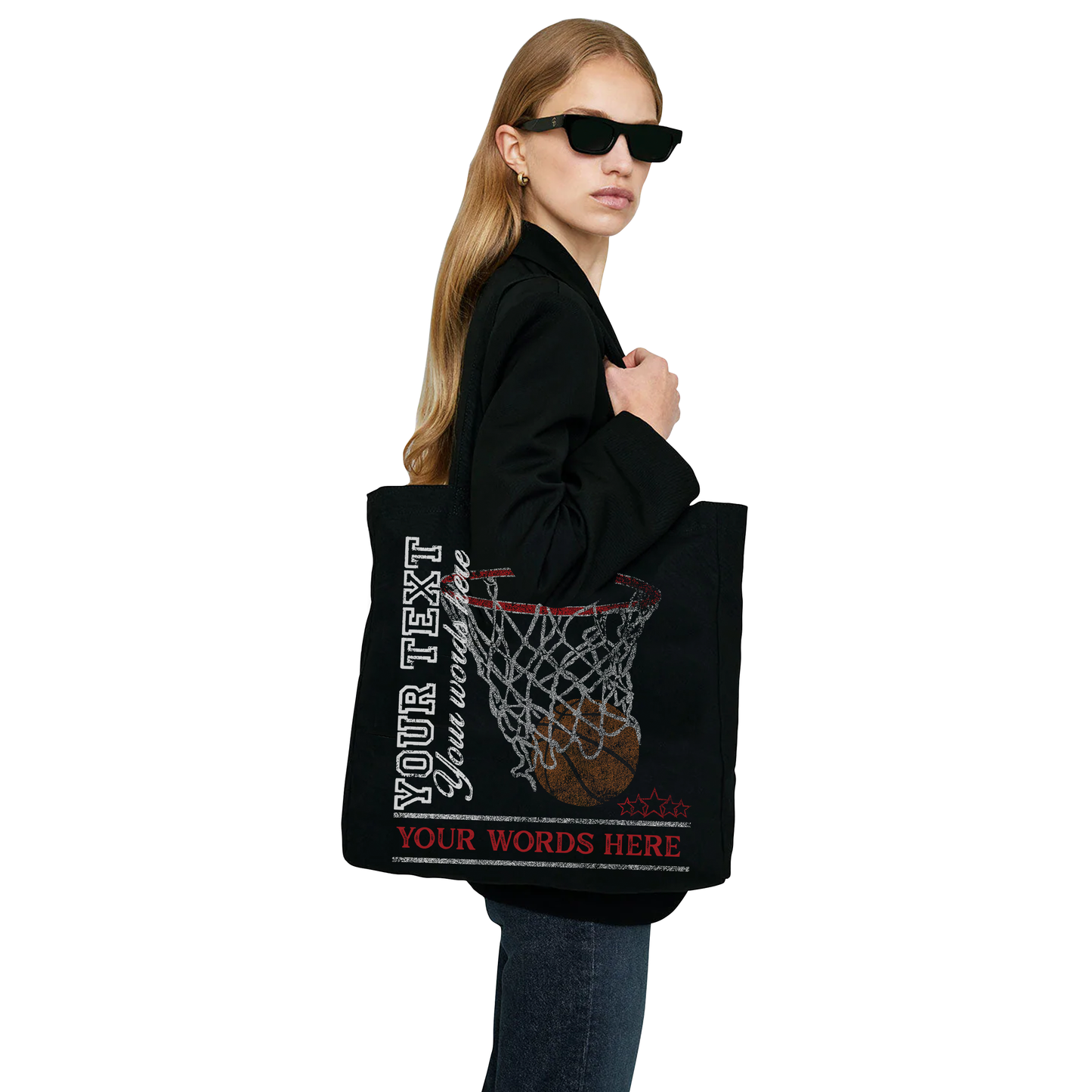 Legacy Custom Basketball Tote – Personalized "Bball in the Hoop" Bag Organic Cotton Tote Bag