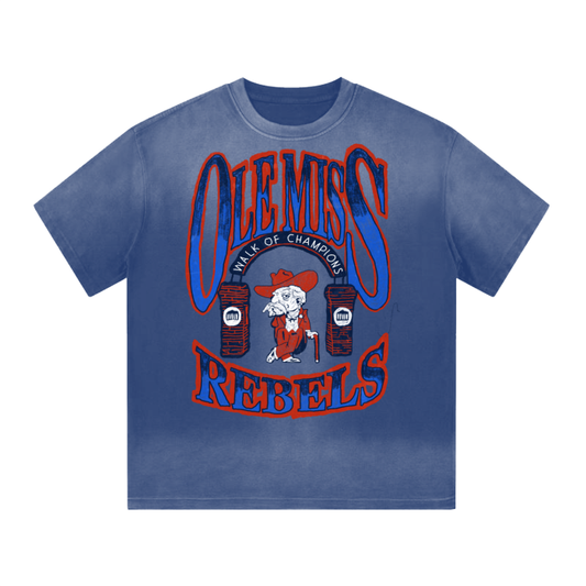 Ole Miss rebels Washed Drop Shoulder T-Shirt - 300 GSM