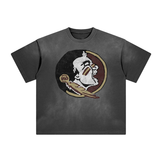 Florida State Seminoles Washed All-Over Drop Shoulder T-Shirt - 250 GSM