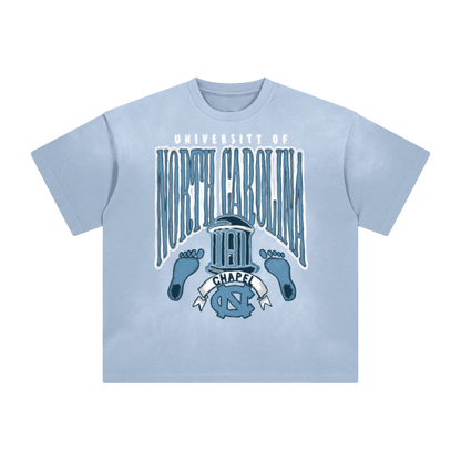 North Carolina Tarheels Washed All-Over Drop Shoulder T-Shirt - 250 GSM