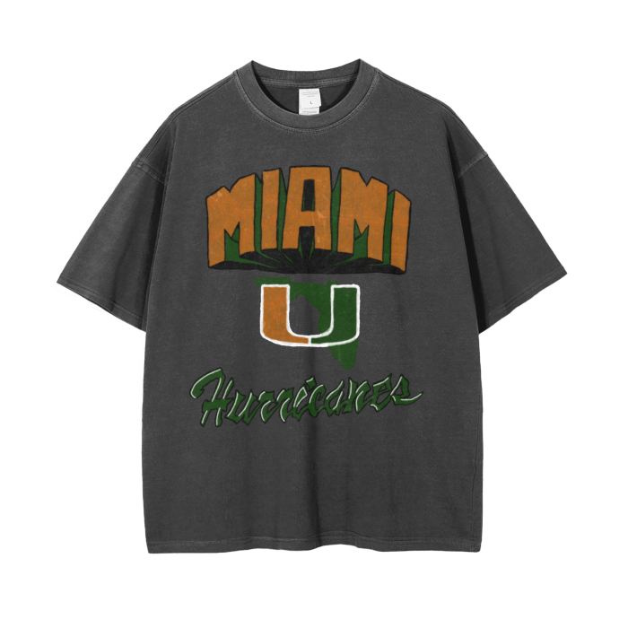 Miami Hurricanes Wash Drop Shoulder T-Shirt