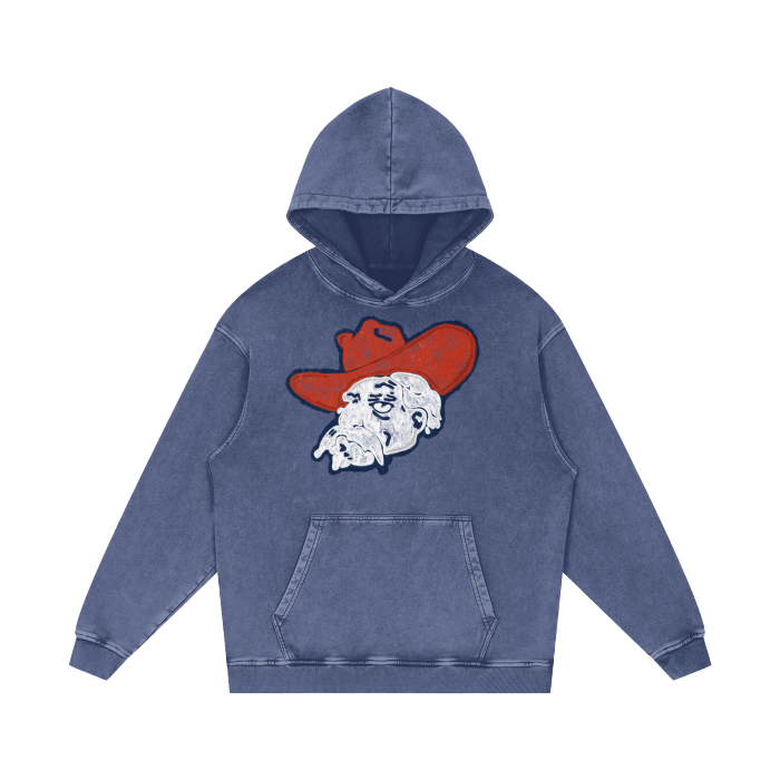 Ole Miss Acid Wash Oversize Hoodie - 420 GSM