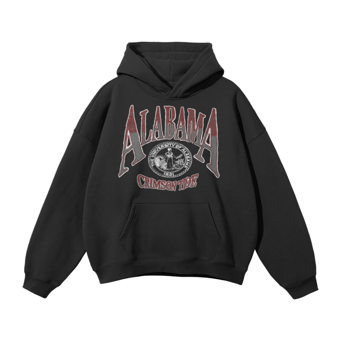 Alabama Crimson tide Streetwear Unisex Oversized Solid Color Fleece Hoodie