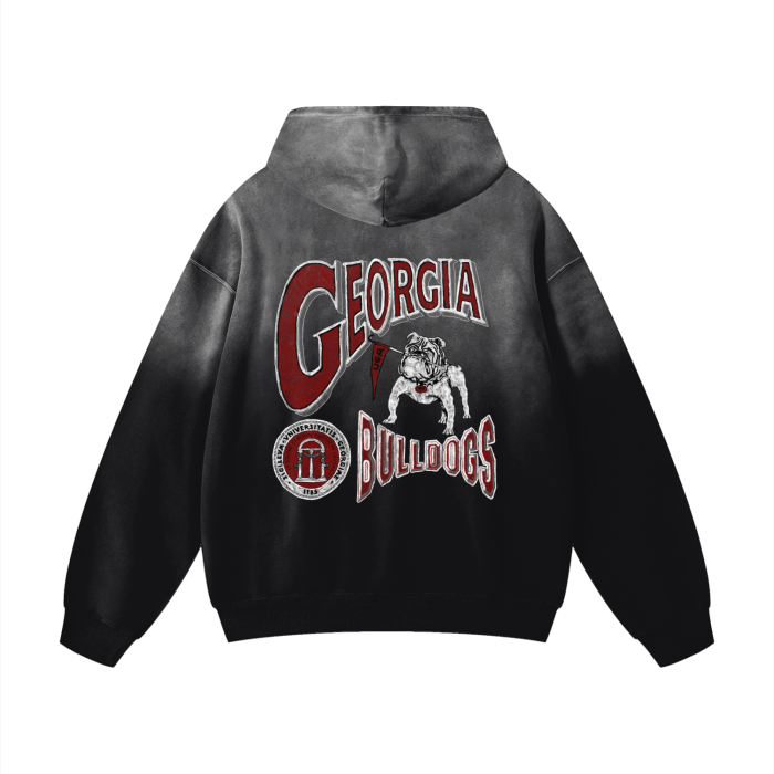 Georgia Bulldogs Heavyweight Pure Cotton Handcrafted Monkey Wash Drop Shoulder Oversized Hoodie