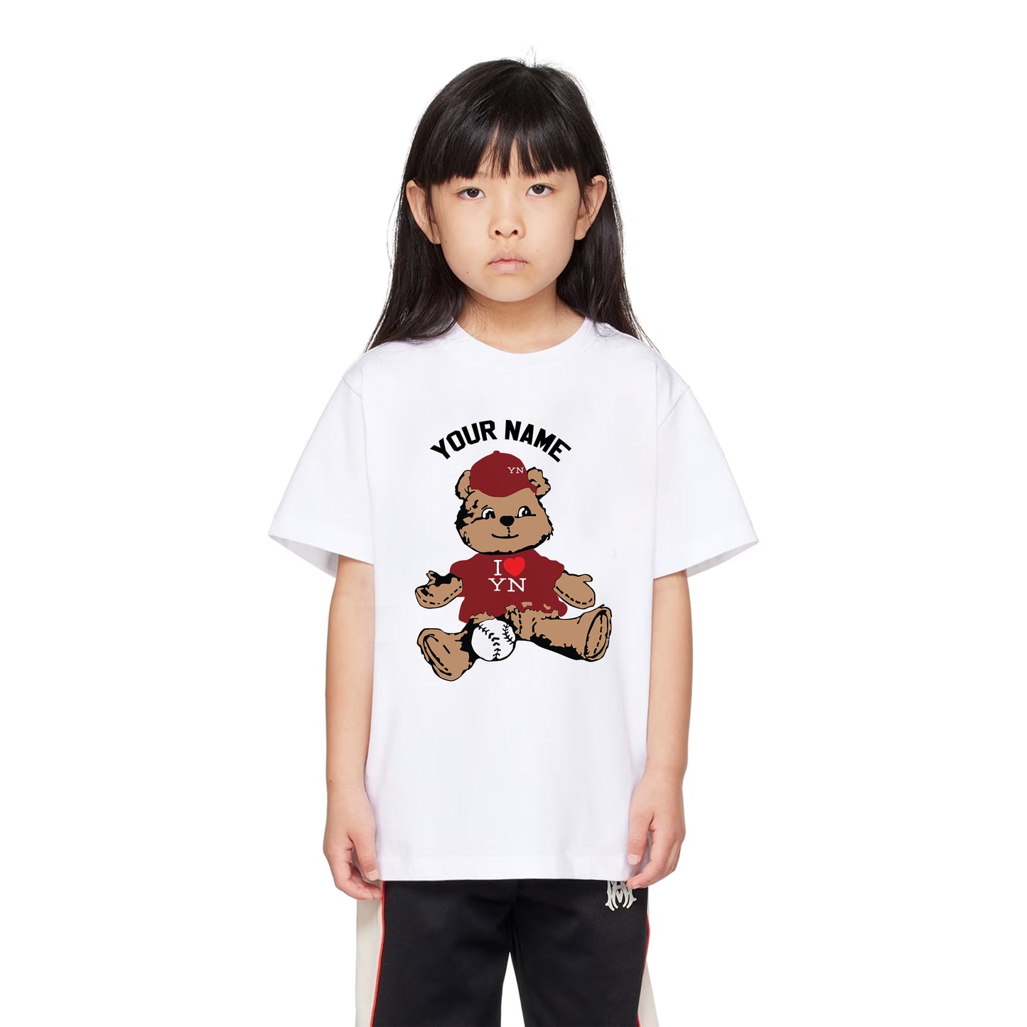 I LOVE TEDDY BASEBALL CUSTOM KIDS TEE