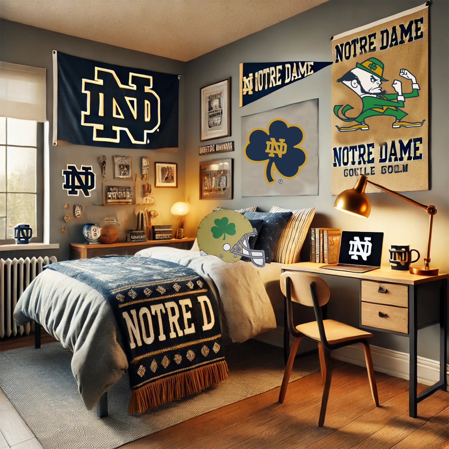 Custom Shaped Pillow - Notre Dame Fighting Irish Football Helmet