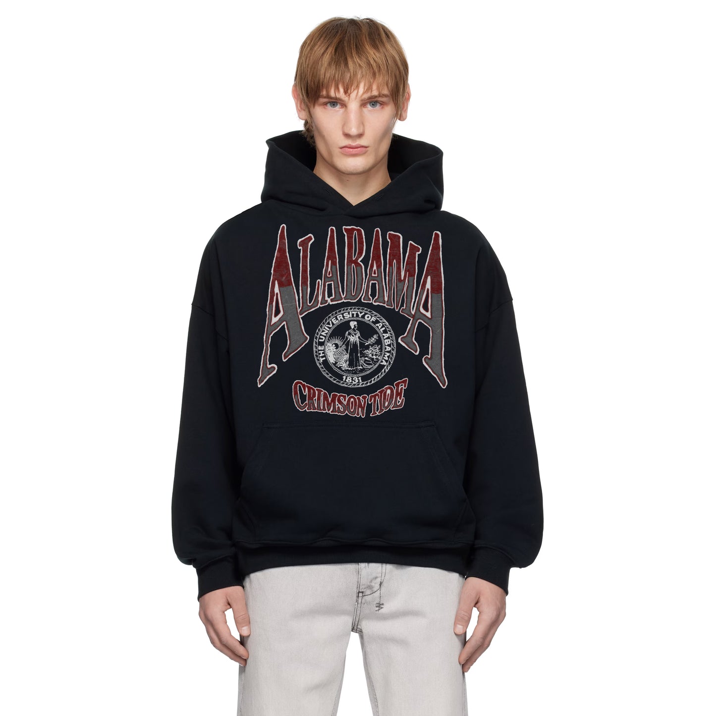 Alabama Crimson tide Streetwear Unisex Oversized Solid Color Fleece Hoodie